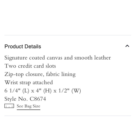 Coach Corner Zip Wristlet in Bee Print Signature Canvas & Smooth Leather NWT - Picture 11 of 12